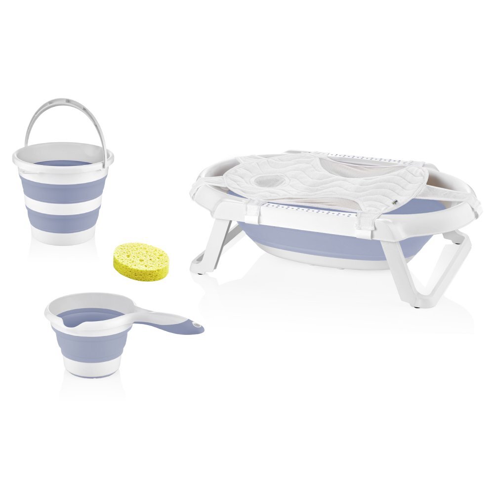 BabyJem Set de baie cu 5 piese si cadita pliabila Blue