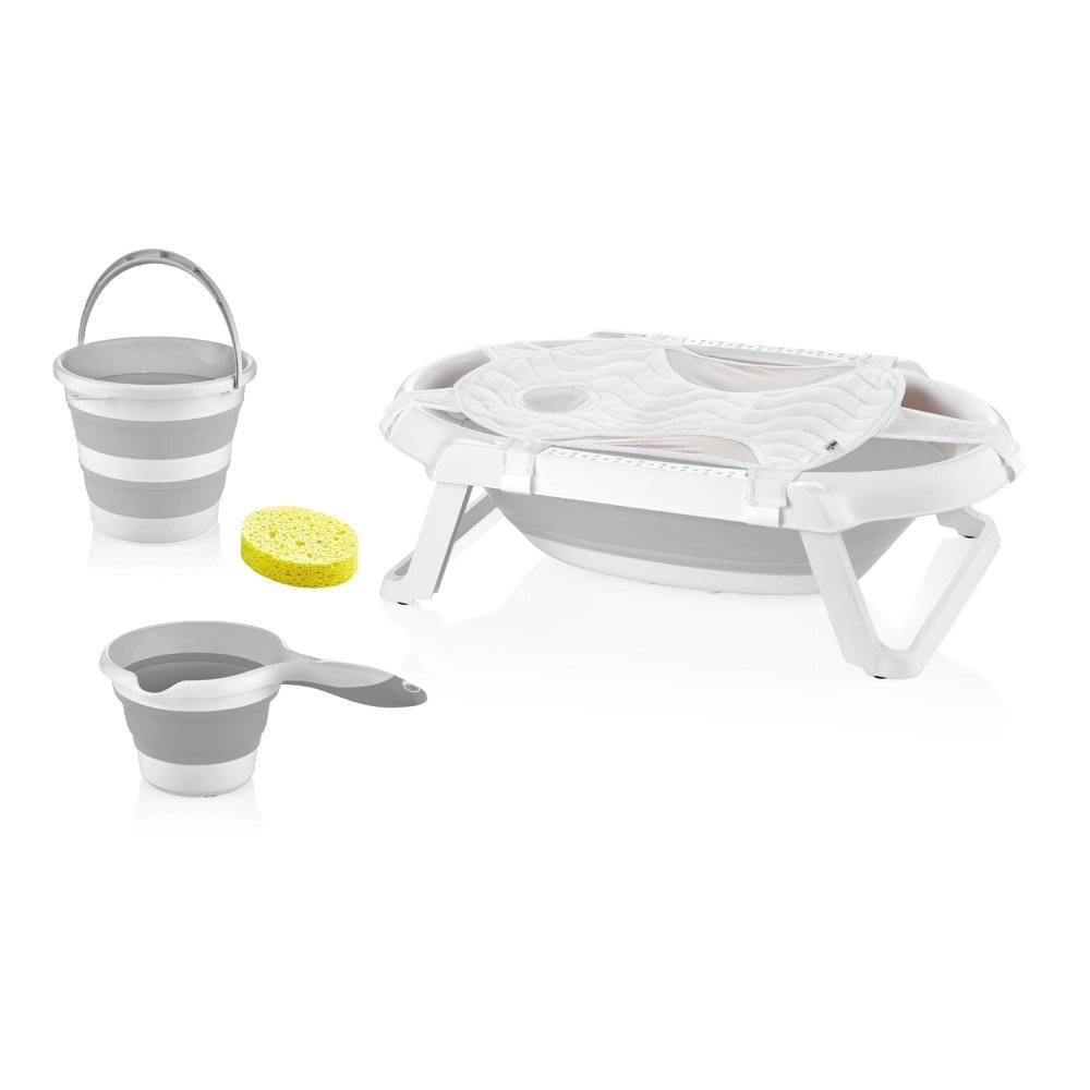 BabyJem Set de baie cu 5 piese si cadita pliabila Grey