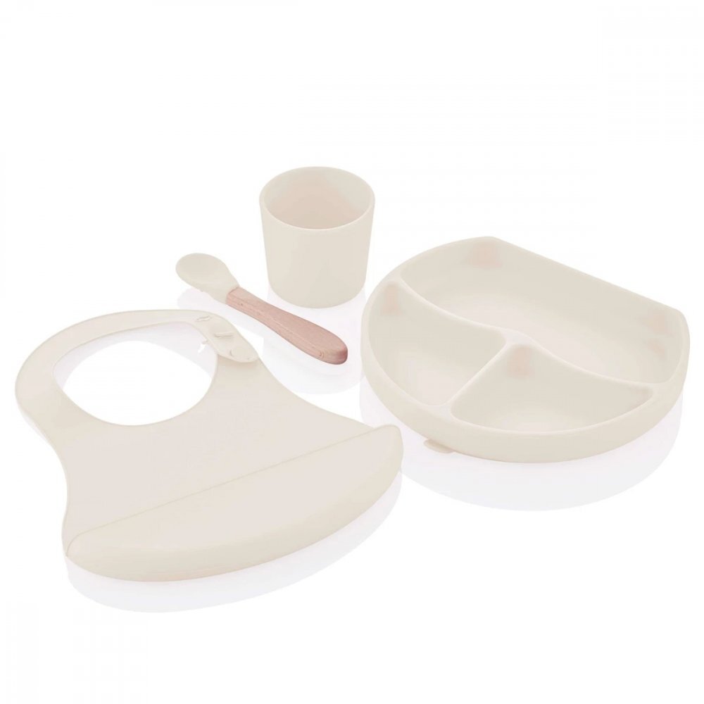 BabyJem Set diversificare 4 piese din silicon Ecru
