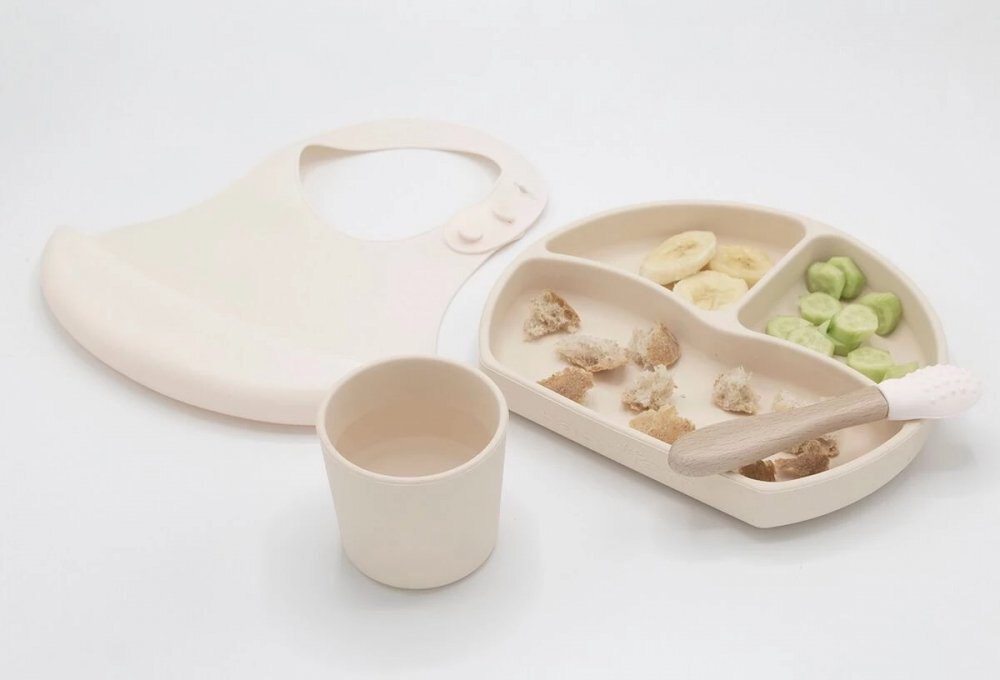 BabyJem Set diversificare 4 piese din silicon Ecru