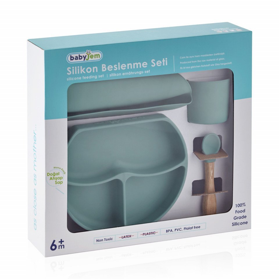 BabyJem Set diversificare 4 piese din silicon Gri