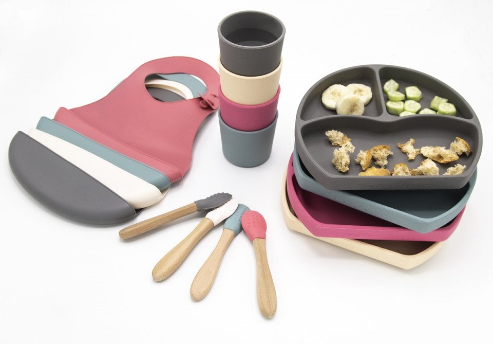 BabyJem Set diversificare 4 piese din silicon Roz