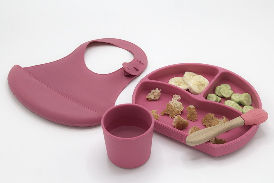 BabyJem Set diversificare 4 piese din silicon Roz