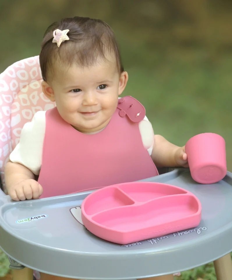 BabyJem Set diversificare 4 piese din silicon Roz