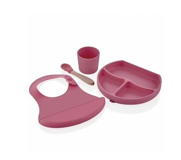 BabyJem Set diversificare 4 piese din silicon Roz