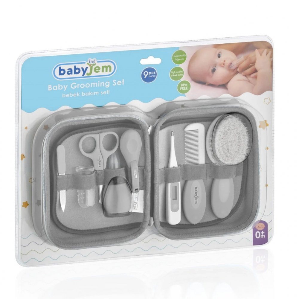 BabyJem Set ingrijire bebelusi cu 9 piese Grooming Set Grey