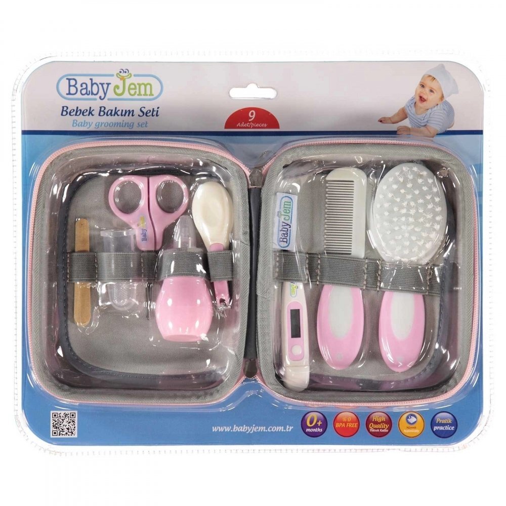 BabyJem Set ingrijire bebelusi cu 9 piese Grooming Set Pink