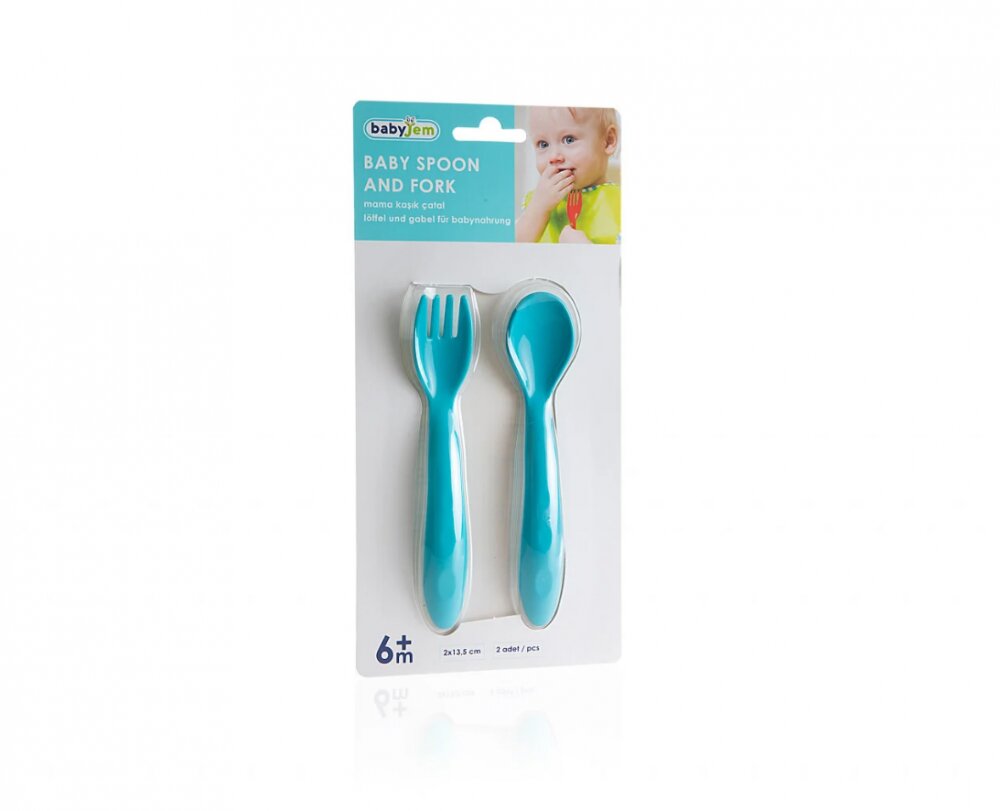 BabyJem Set lingurita si furculita albastru