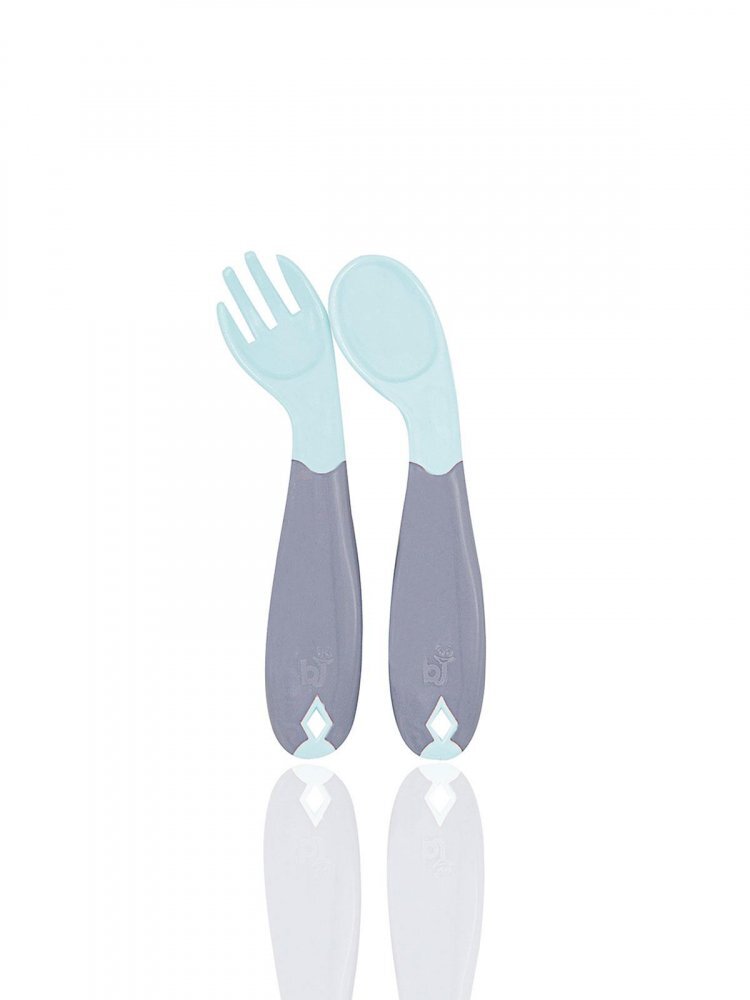 BabyJem Set lingurita si furculita Bleu