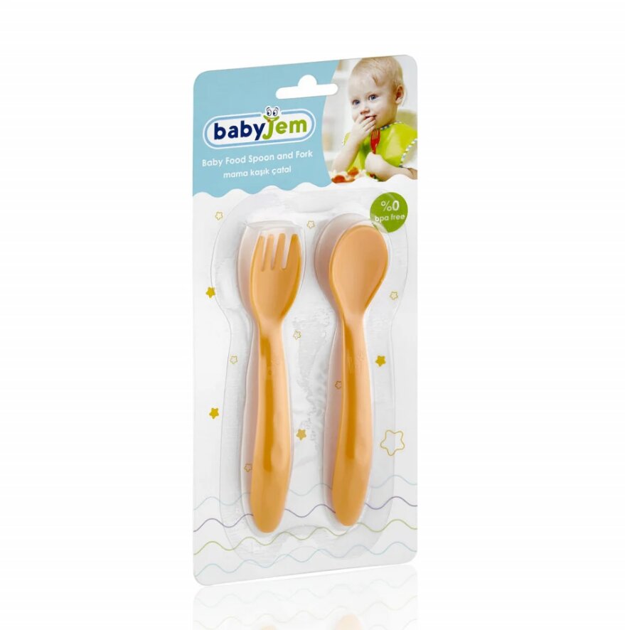 BabyJem Set lingurita si furculita portocaliu