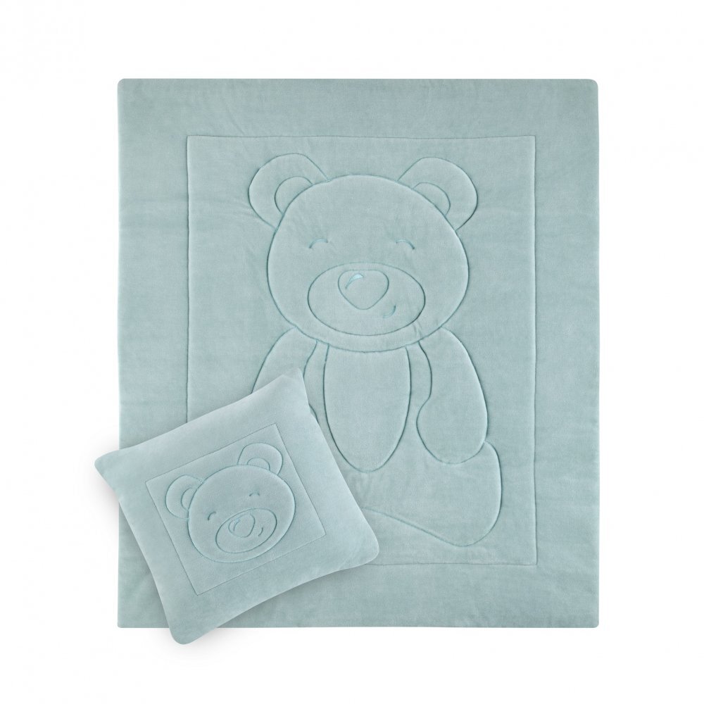 BabyJem Set pernuta Bear Green si paturica din plus