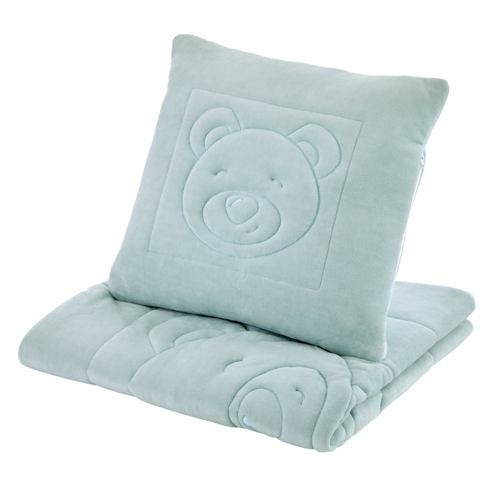 BabyJem Set pernuta Bear Green si paturica din plus