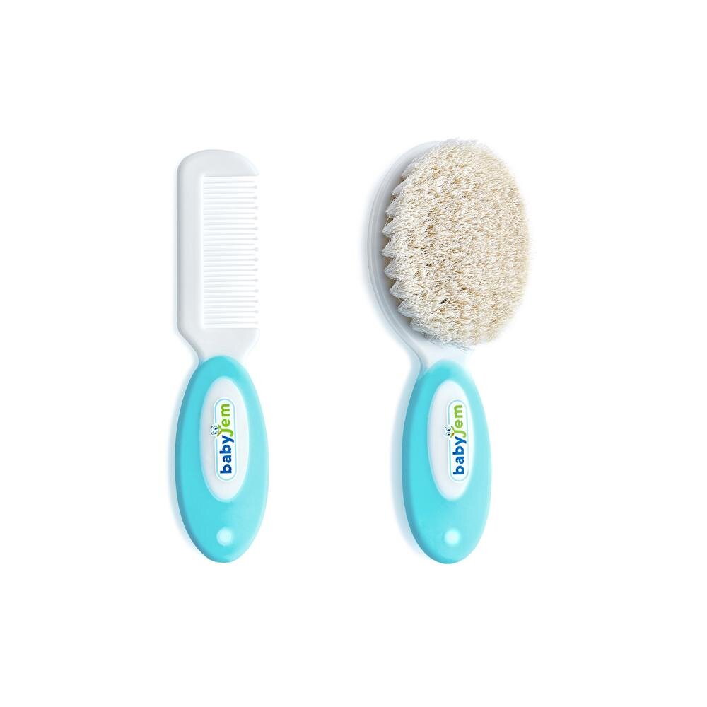 BabyJem Set pieptan si perie din peri naturali Blue