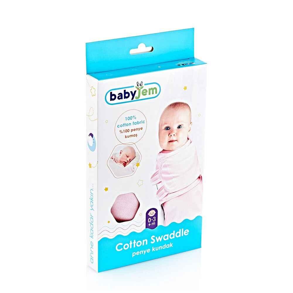 BabyJem Sistem de infasare din bumbac 0-3 luni Swaddle ecru