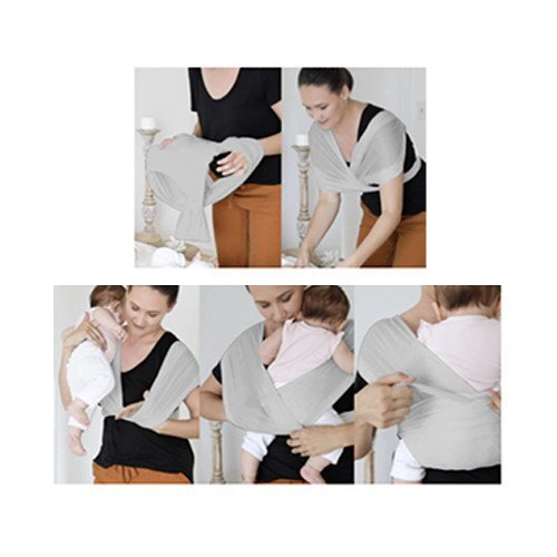 BabyJem Sistem de purtare wrap elastic pentru bebelusi Gri