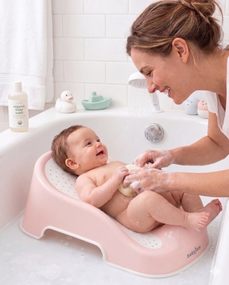 BabyJem Suport pentru baie Soft Touch Roz