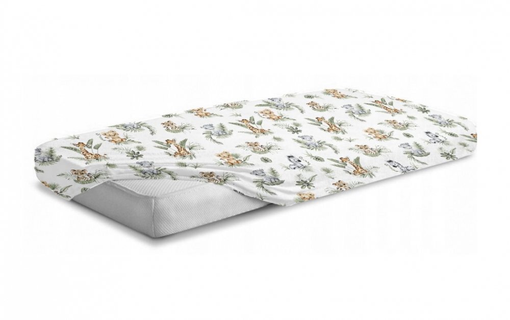 BabyMam Cearceaf cu banda elastica pentru pat copii dimensiune 120 x 60 cm 100 bumbac Africa
