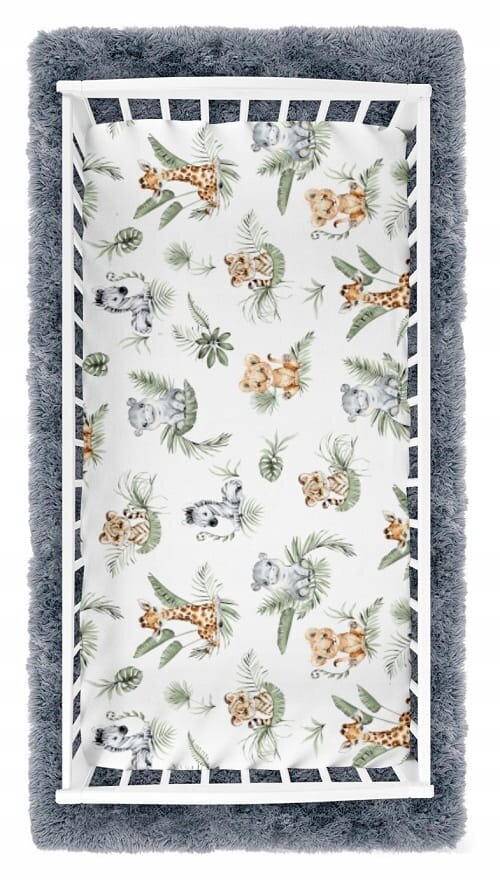 BabyMam Cearceaf cu banda elastica pentru pat copii dimensiune 120 x 60 cm 100 bumbac Africa