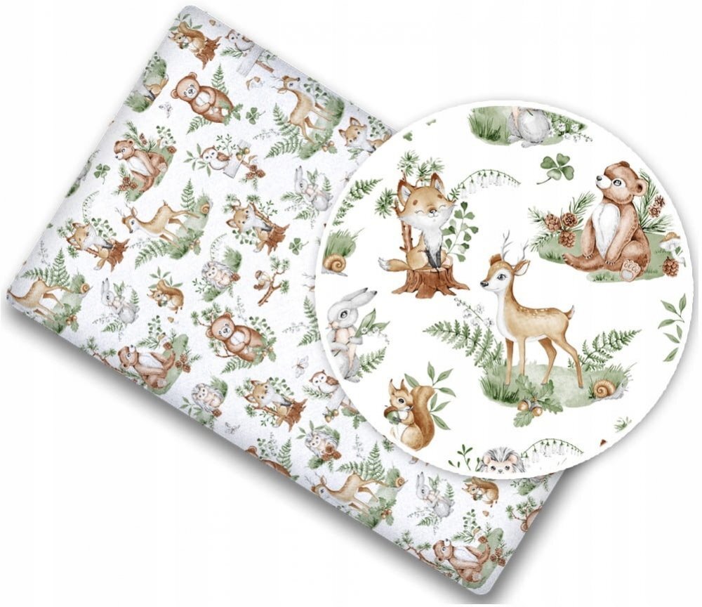 BabyMam Cearceaf cu banda elastica pentru pat copii dimensiune 120 x 60 cm 100 bumbac Forest Animals