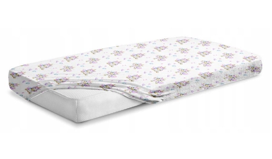 BabyMam Cearceaf cu banda elastica pentru pat copii dimensiune 120 x 60 cm 100 bumbac Unicorn