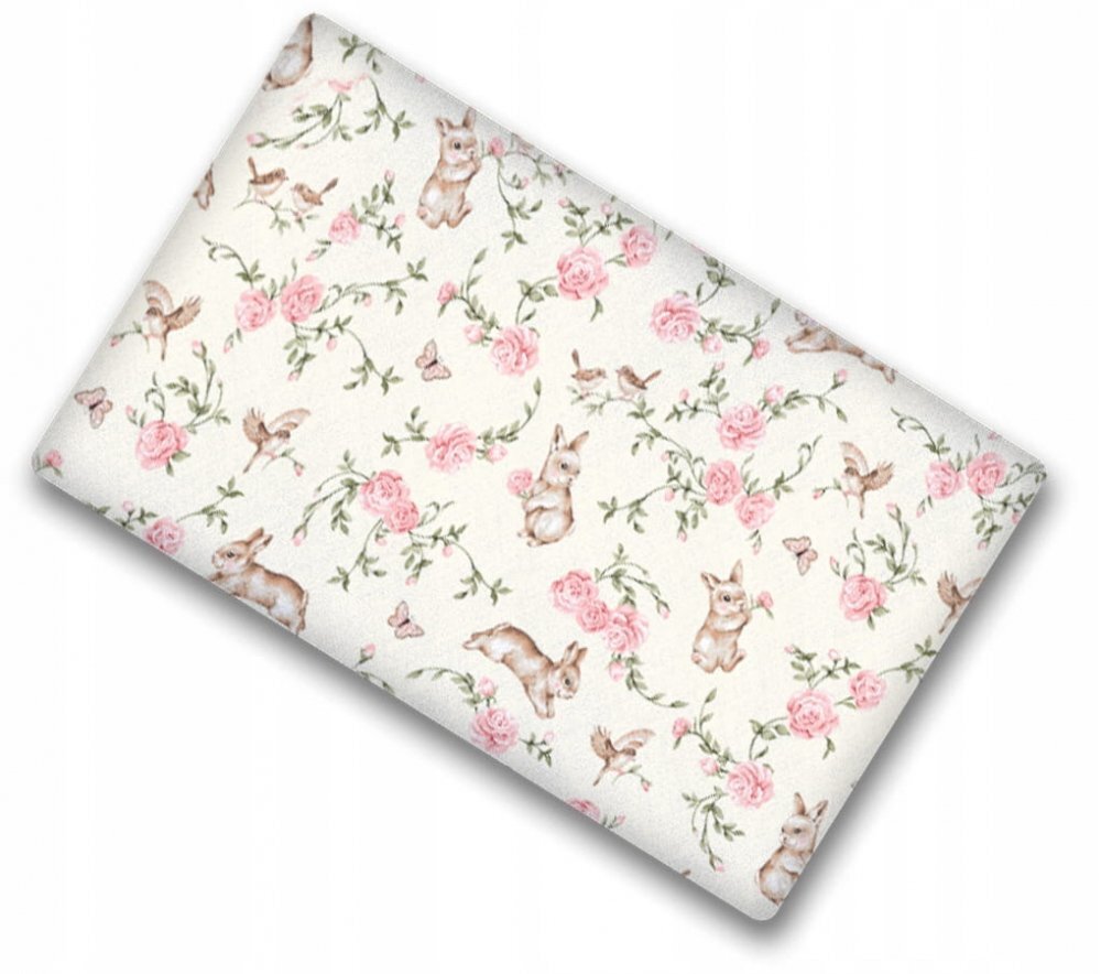 BabyMam Cearceaf cu banda elastica pentru pat copii dimensiune 140 x 70 cm 100 bumbac pink garden