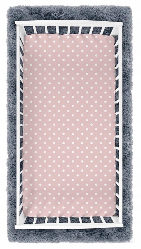 BabyMam Cearceaf cu banda elastica pentru pat copii dimensiune 140 x 70cm 100 bumbac pinkdots