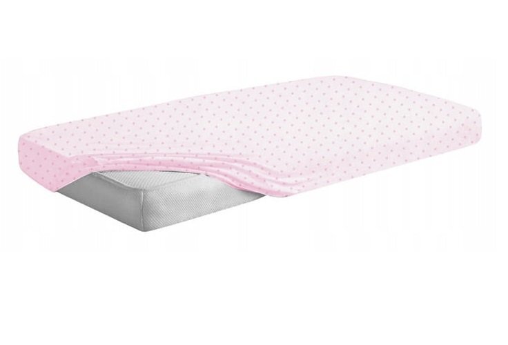 BabyMam Cearceaf cu banda elastica pentru pat copii dimensiune 140x70 cm 100 bumbac light dots