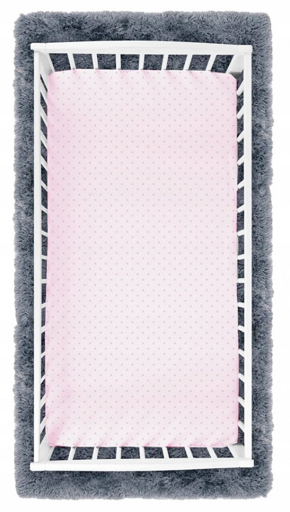 BabyMam Cearceaf cu banda elastica pentru pat copii dimensiune 160 x 80 cm 100 bumbac Pink Dots