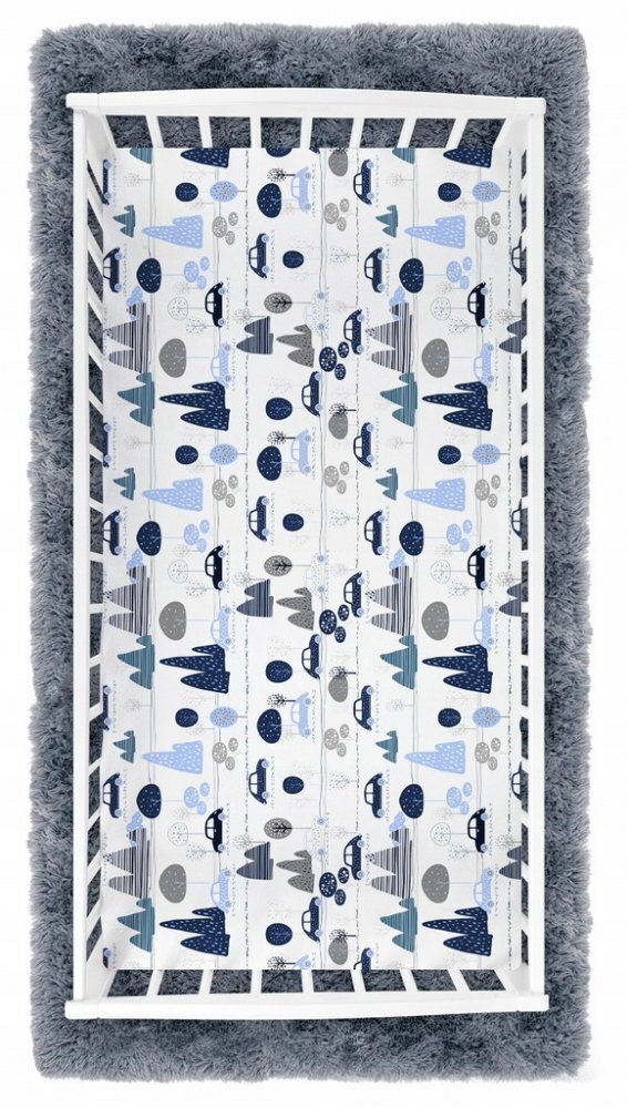 BabyMam Cearceaf cu banda elastica pentru pat copii dimensiune 160x80 cm 100 bumbac blue cars