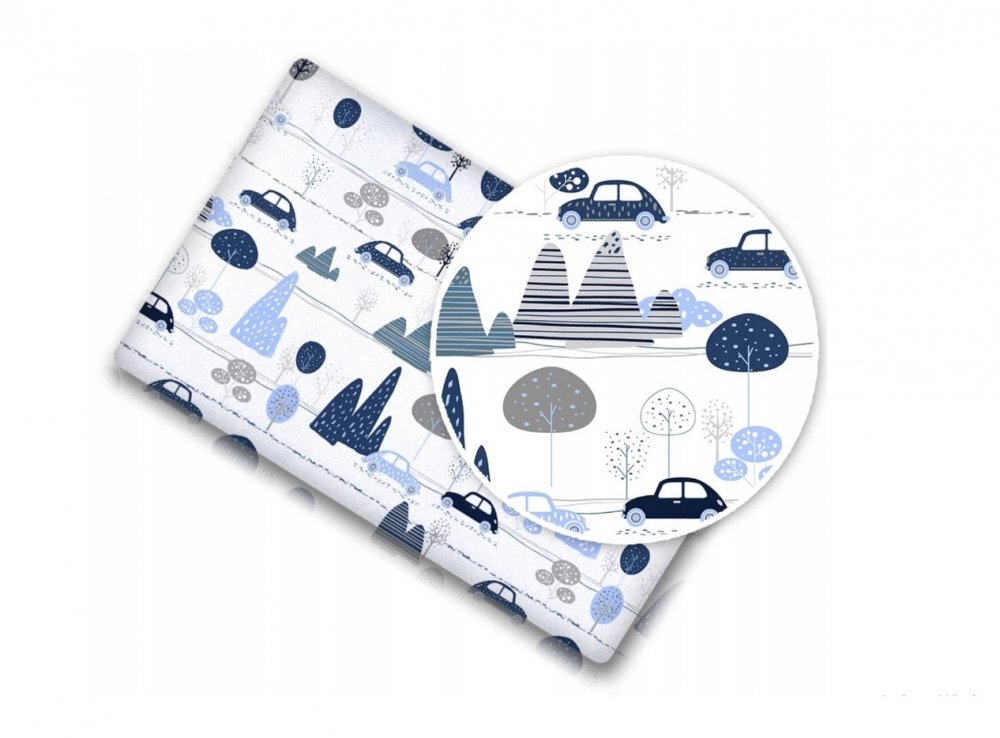 BabyMam Cearceaf cu banda elastica pentru pat copii dimensiune 160x80 cm 100 bumbac blue cars