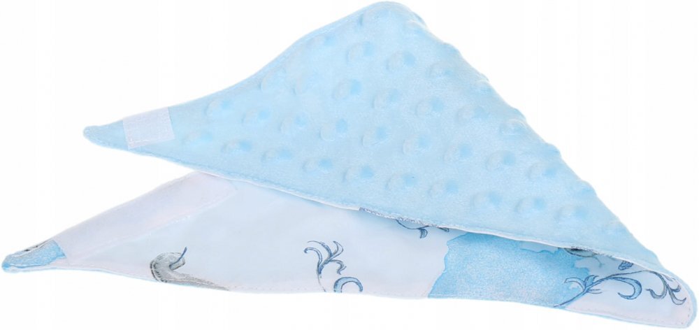 BabyMam Esarfa moale pentru copii forma triunghiulara sistem de prindere reglabil cu velcro moale design 2-in-1 cu o fata din bumbac si una din minky blue