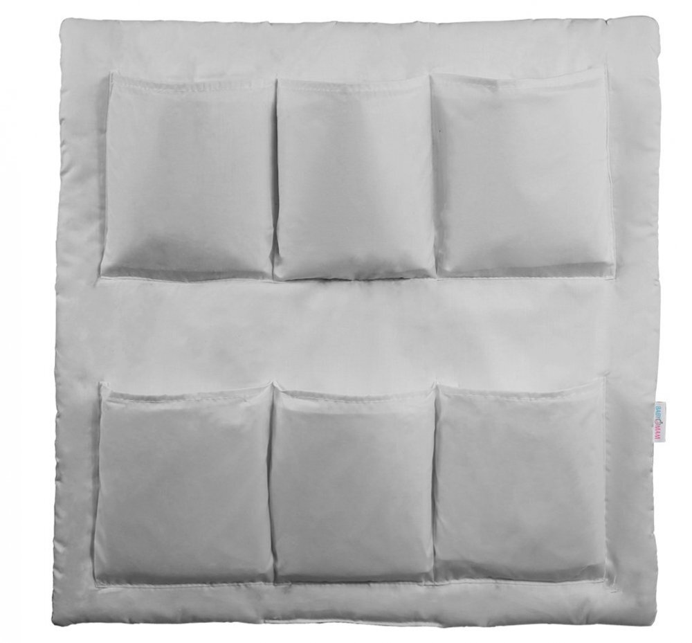 BabyMam Organizator pentru patut copii cu 6 buzunare spatioase fixare rapida cu velcro dimensiune 60 x 60cm White