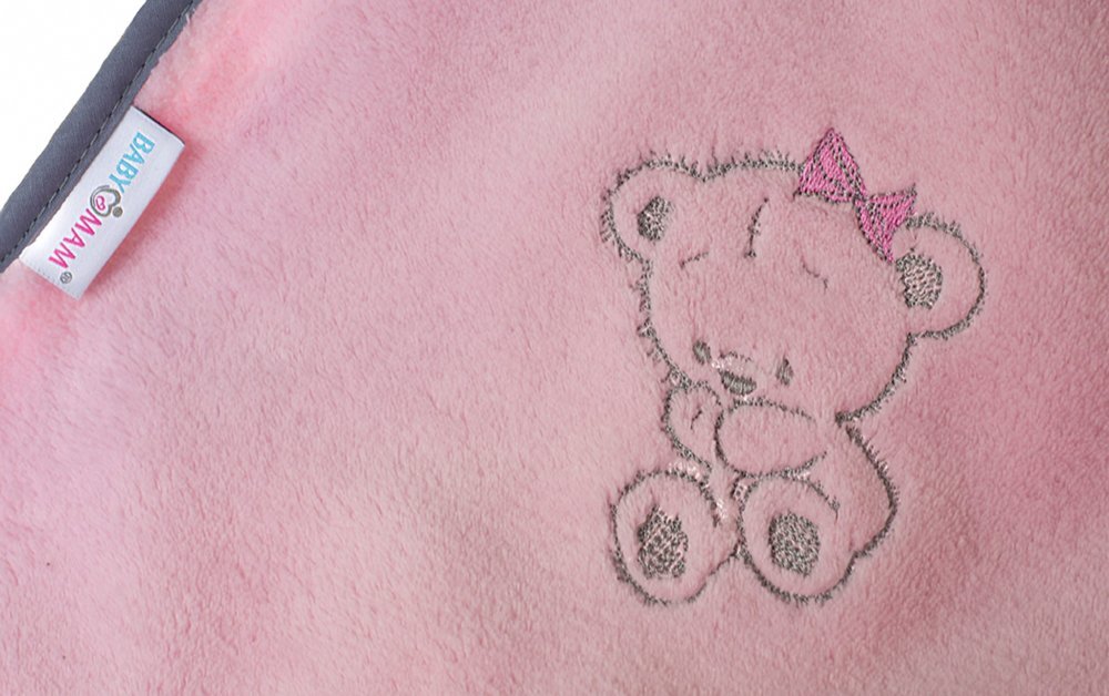 BabyMam Paturica din plus pentru copii dimensiune 75 x 100 cm model brodat Pink Teddy Bear