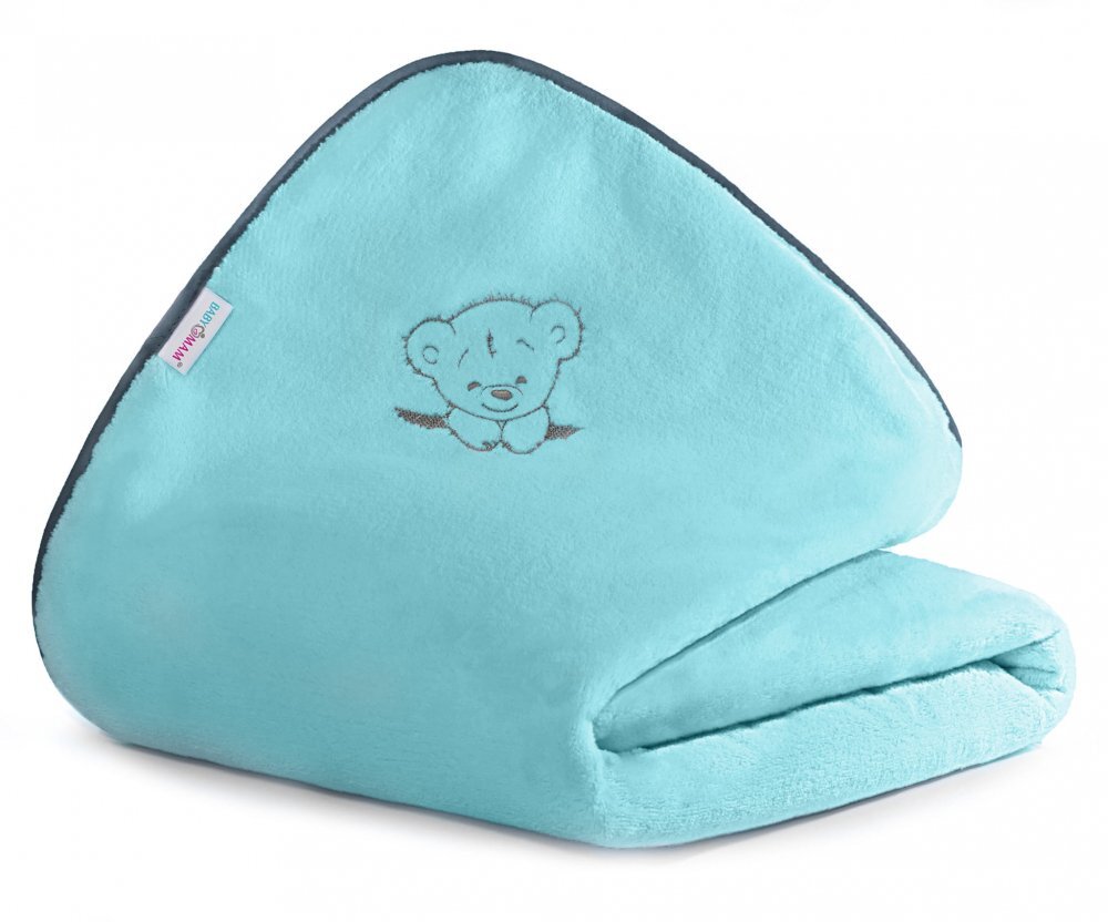 BabyMam Paturica pufoasa pentru copii Retro Bear Mint 75x100 cm