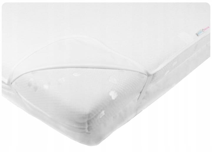BabyMam Protectie impermeabila pentru saltea copii White prevazuta cu 4 benzi elastice cusute lavabila si sterilizabila dimensiune 200 x 140 cm