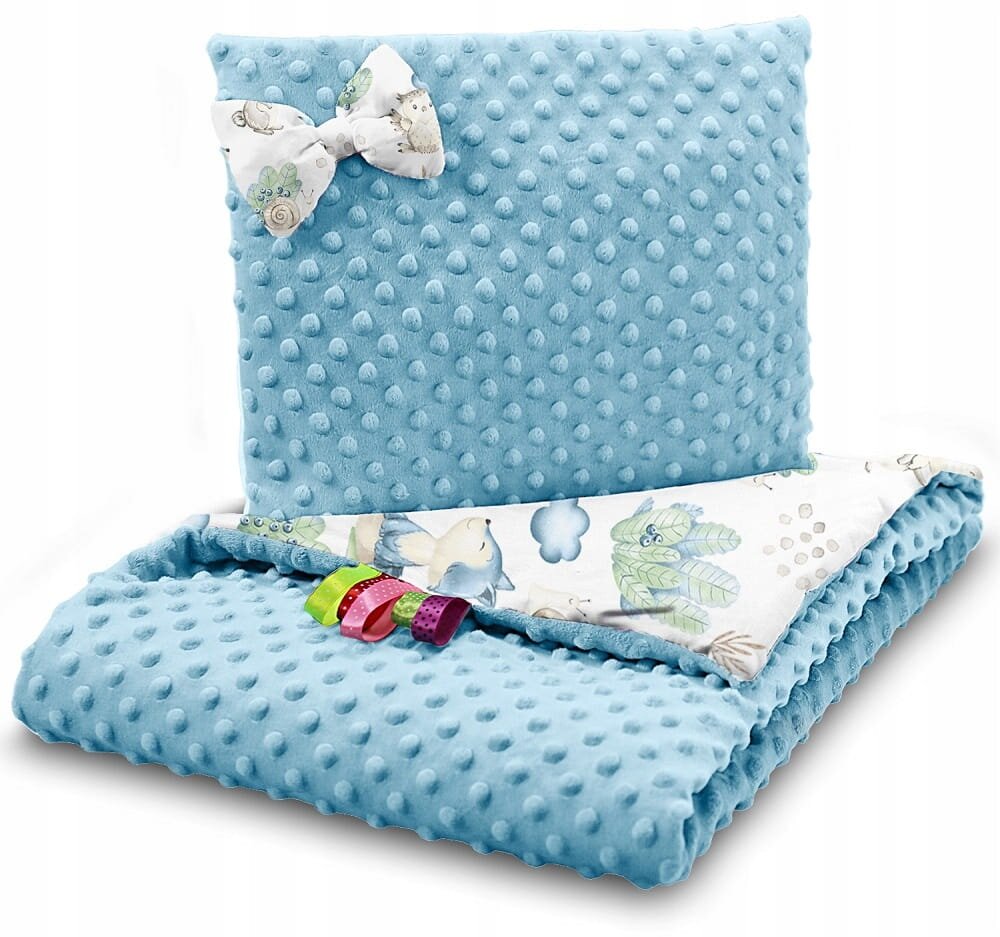 BabyMam Set Paturica 75x100 cm si perna 35x30 cm Minky Wolf in the Forest