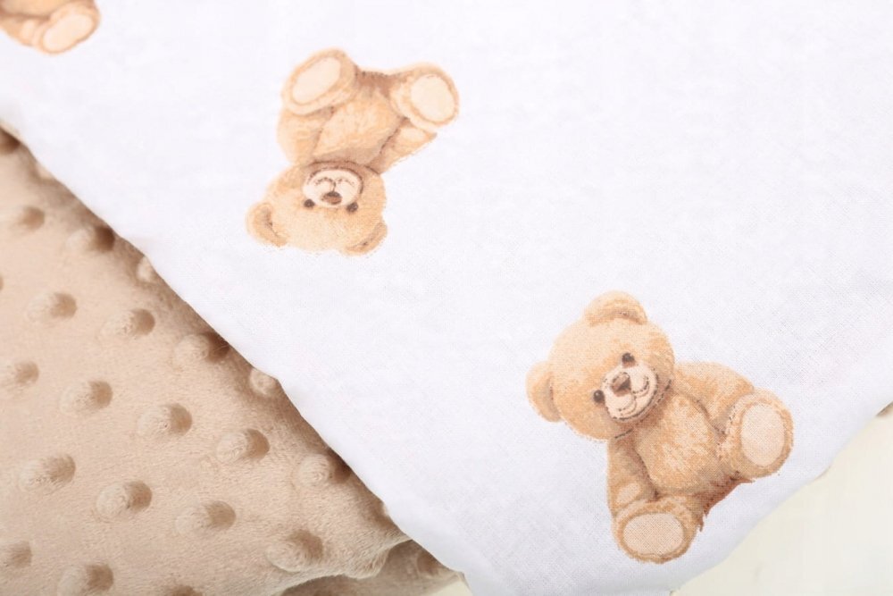 BabyMam Set paturica dubla 75x55 cm si pernuta asortata 25x35 cm pentru copii model minky bej