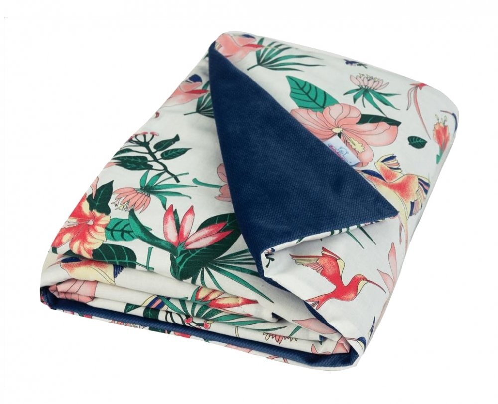 BABYMATEX Paturica bebelusi cu doua fete 75x100 cm Velvet Birds and Flowers 06