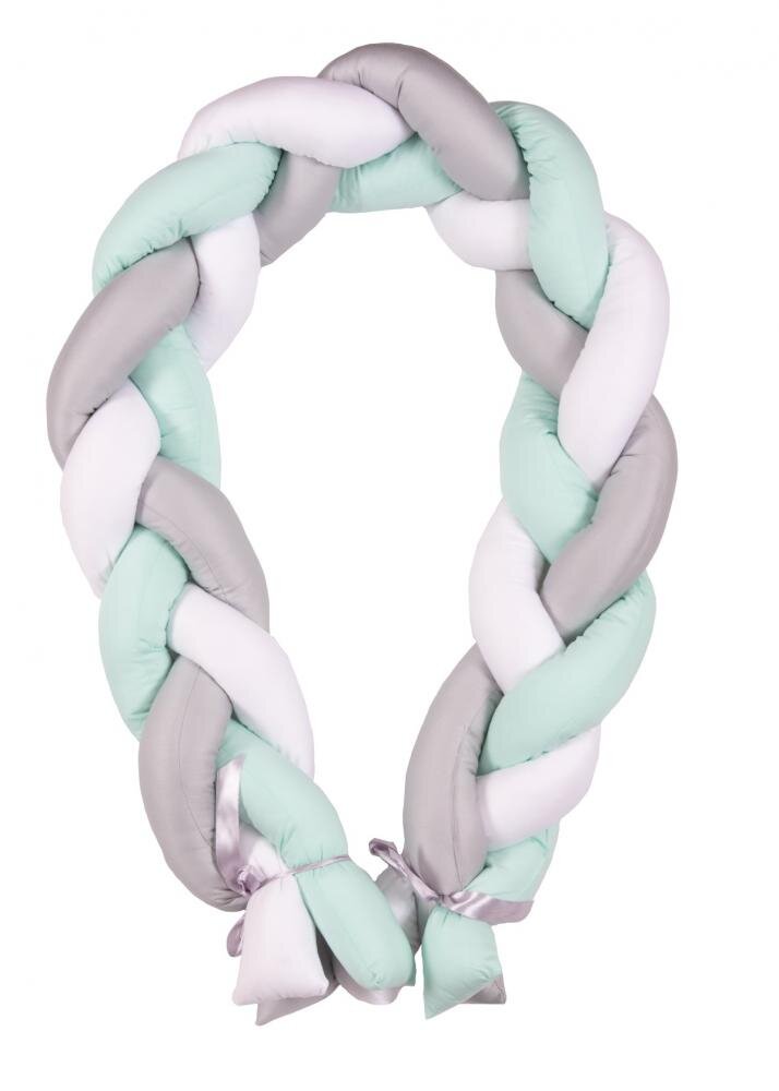 BABYMATEX Protectie laterala Bumper impletit The Braid Mint 2 m inaltime 16 cm material exterior din bumbac satinat umplutura antialergica din fibre siliconate