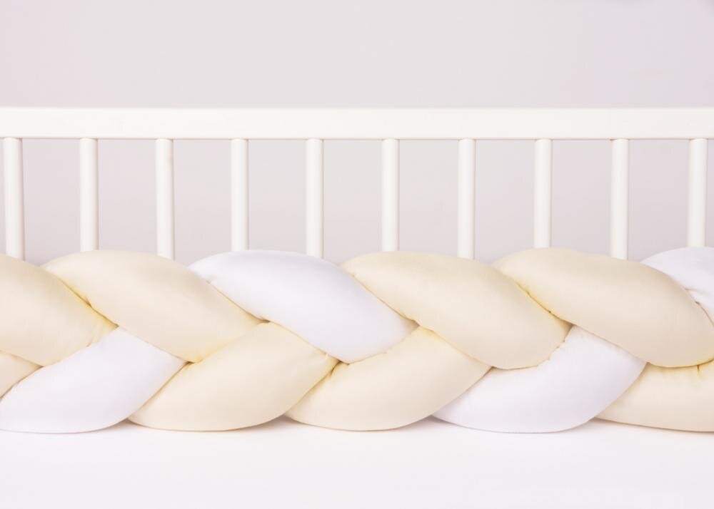 BABYMATEX Protectie laterala din bumbac Bumper impletit The Braid Beige 2 m inaltime 16 cm material exterior din bumbac satinat umplutura antialergica din fibre siliconateantialergica din fibre siliconate