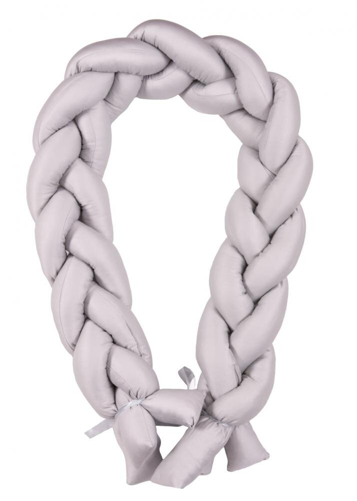 BABYMATEX Protectie laterala din bumbac Bumper impletit The Braid Grey 2 m inaltime 16 cm material exterior din bumbac satinat umplutura antialergica din fibre siliconate