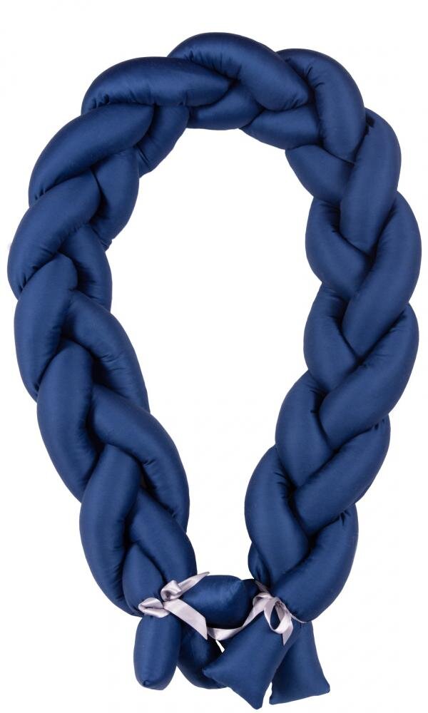 BABYMATEX Protectie laterala din bumbac Bumper impletit The Braid Navy 2 m inaltime 16 cm material exterior din bumbac satinat umplutura antialergica din fibre siliconate