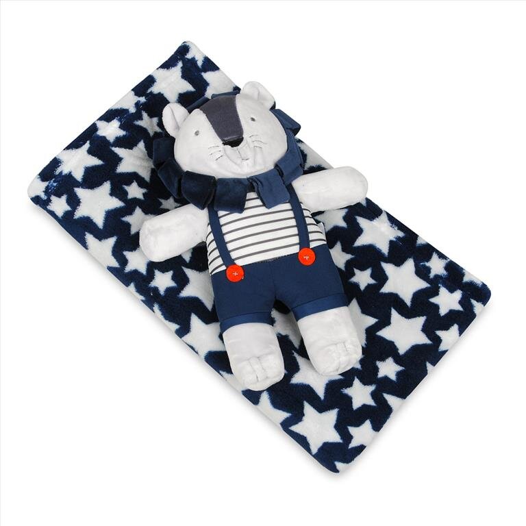 BABYMATEX Set paturica Carol Baby Blanket si jucarie de plus Lion 04
