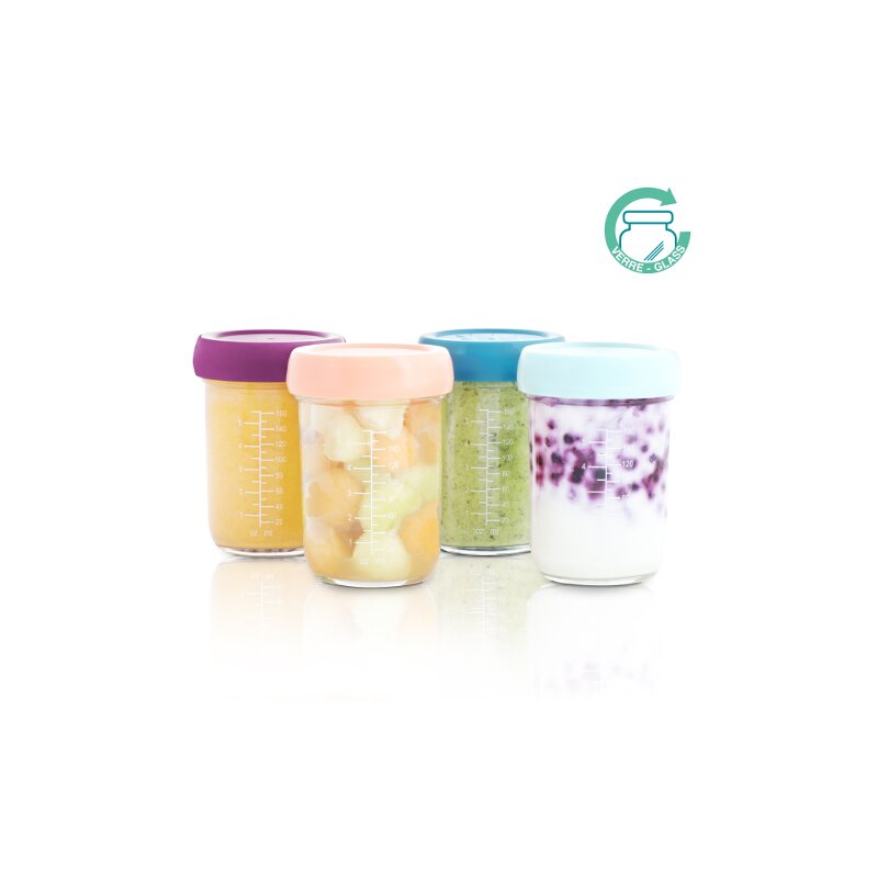 BABYMOOV Set 4 boluri gradate din sticla 220 ml