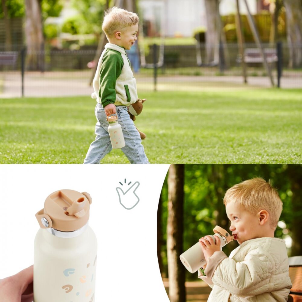 BABYMOOV Sticla termoizolanta din inox Little explorer animal print ivory