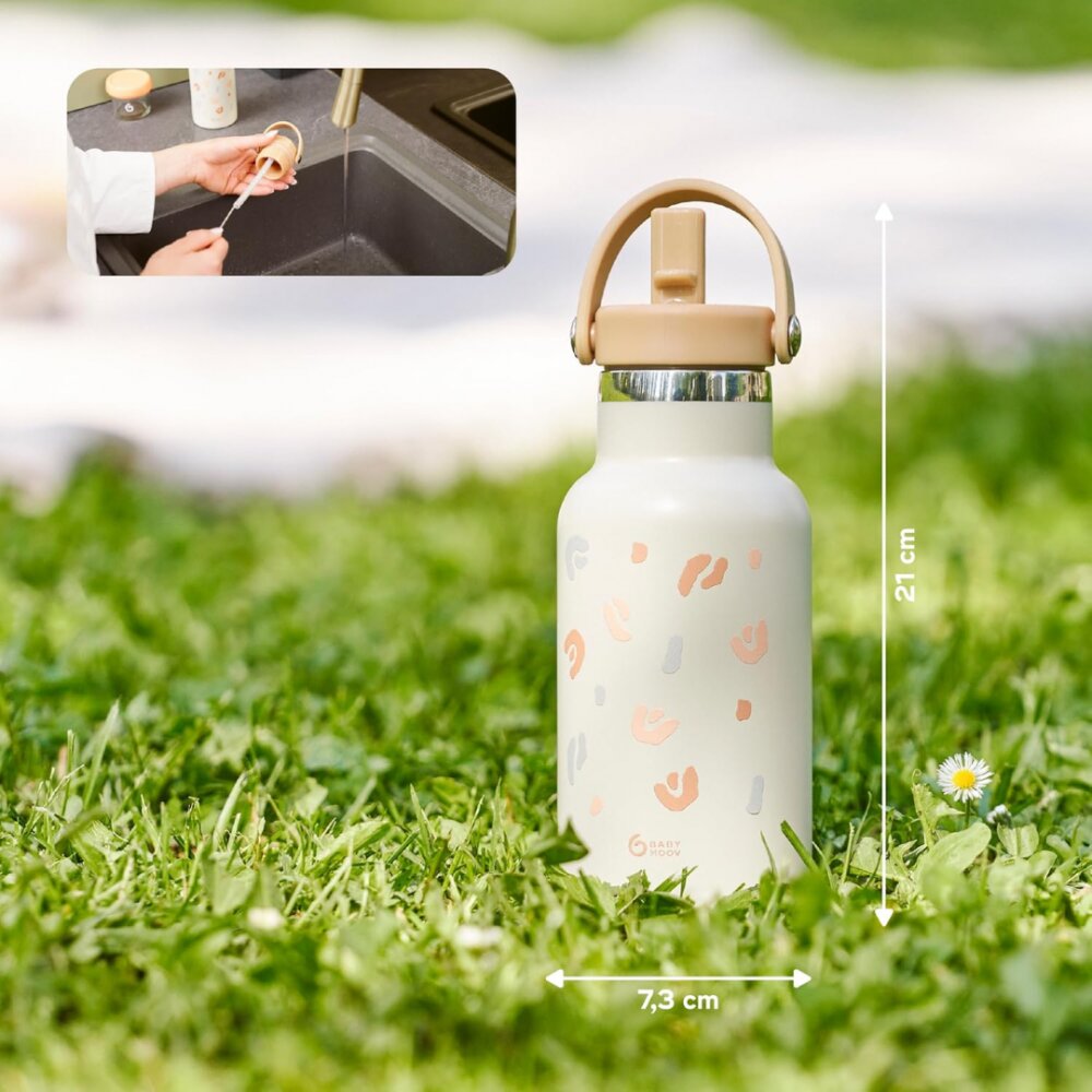 BABYMOOV Sticla termoizolanta din inox Little explorer animal print ivory