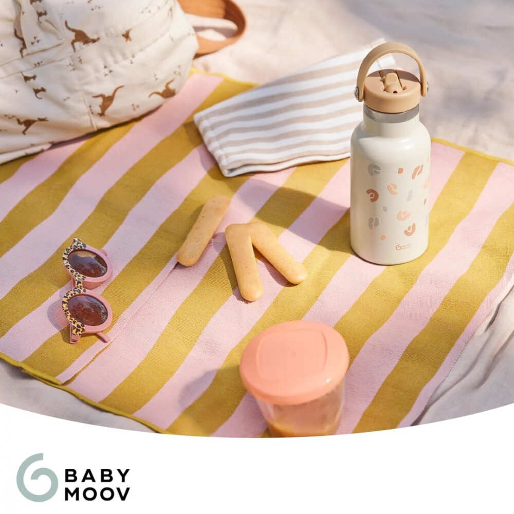 BABYMOOV Sticla termoizolanta din inox Little explorer animal print ivory