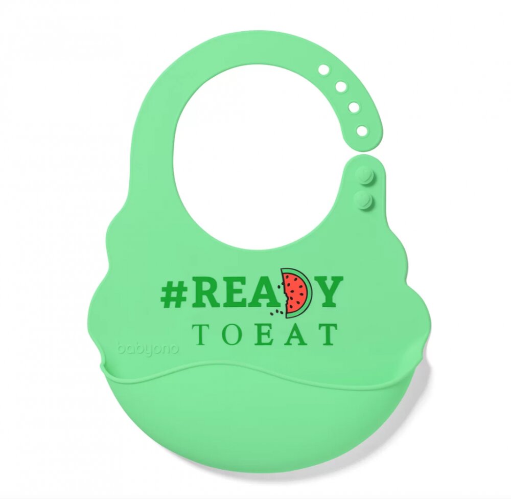 BABYONO Baveta din silicon ajustabila verde