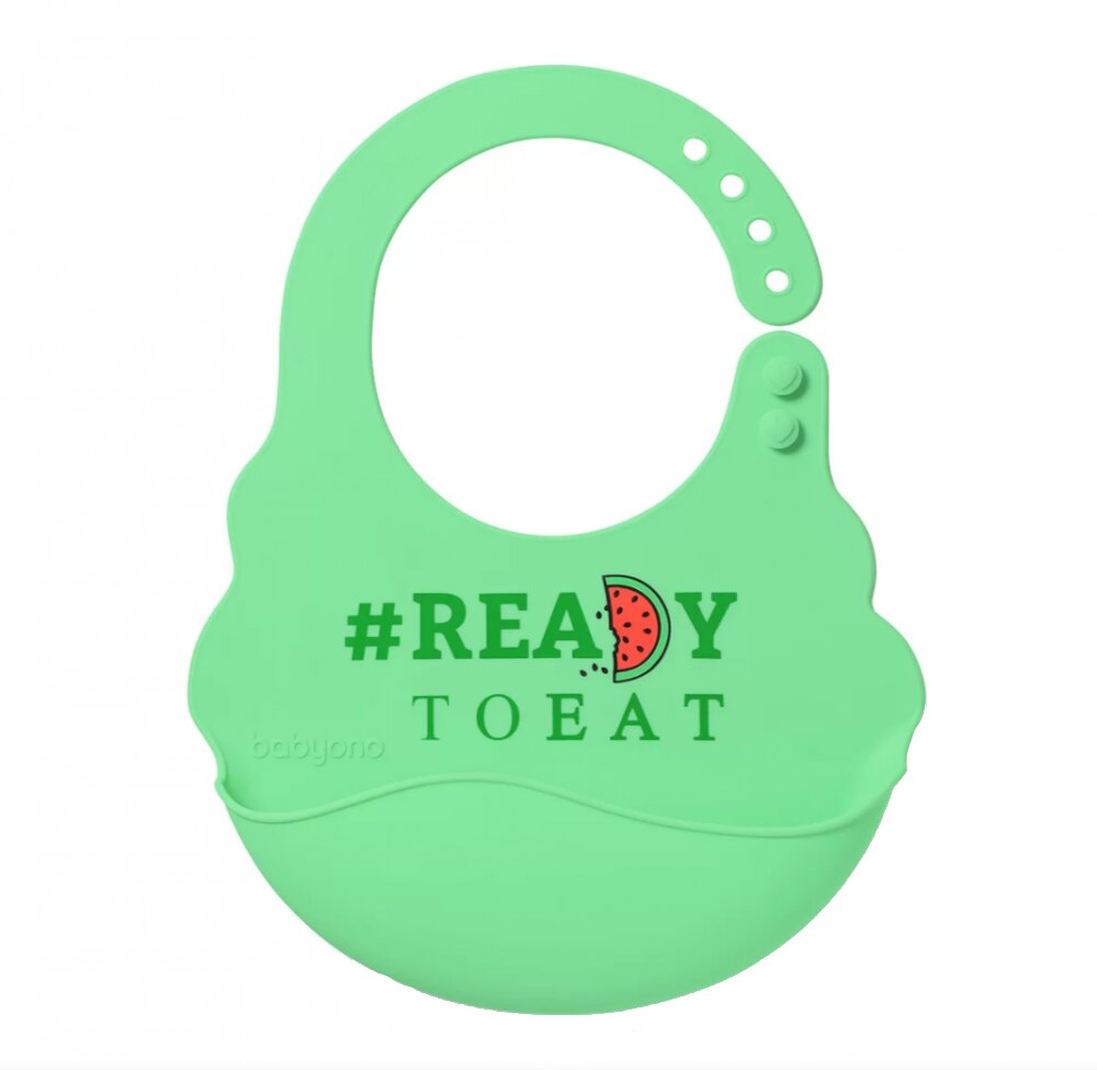 BABYONO Baveta din silicon ajustabila verde