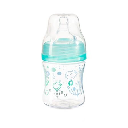 BABYONO Biberon anti-colici cu tetina din silicon 120 ml 0 luni+ pasari